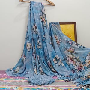 Floral Print Georgette Saree – Elegant, Soft, and Perfect for Any Occasion