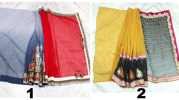 Indian Designer Vintage Saris/ Indian designer sa… - image 1