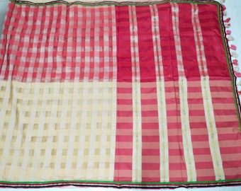 Art indien vintage, mélange de soie et de coton, sari Wrap, confection de vêtements, 5 mètres de sari, tissu d'occasion, paréo, artisanat de décoration, tissu d'occasion, sari, robe taupe d'occasion