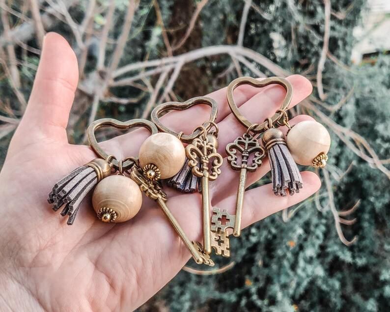 Boho Tassel Keychain Heart Keyring Key Holder Key Tassel - Etsy