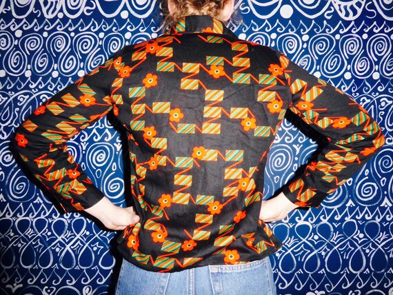 70s Novelty Print Blouse