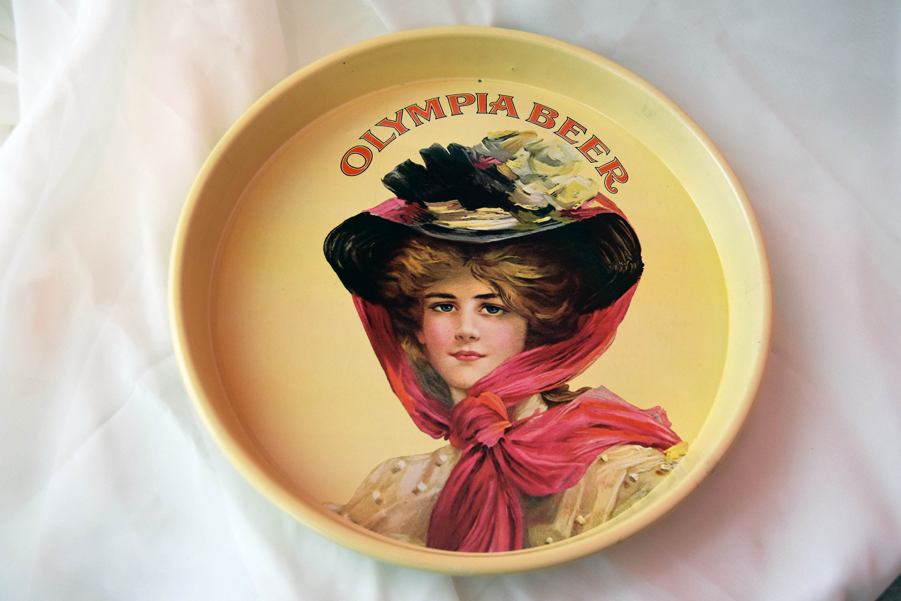 Vintage 70's Red Scarf Olympia Beer, Serving- Advertising Tray -  collectibles - by owner - sale - craigslist