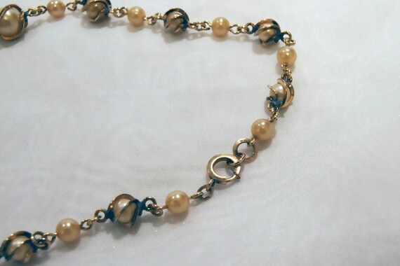 Vintage Caged Faux Pearl Choker Necklace (#438) - image 3
