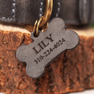Leather Dog Tag, Dog Tag for Dogs, Puppy Name Tag, Dog ID Tag, Pet Name Tag, Engraved Dog Tag, Puppy ID Tag, Personalized Dog Name Tag