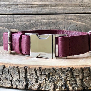 Burgundy Dog Collar, Personalized Dog Collar, Leather Dog Collar, Custom Pet Collar, Dog Collar Girl, Medium Dog Collar, Collar With Name