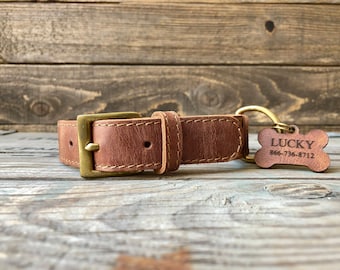 Camel Dog Collar, Engraved Dog Collar, Leather Dog Collar, Personalized Pet Collar, Custom Pet Collar, Girl Dog Collar, Boy Dog Collar