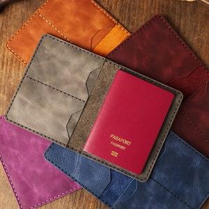 Personalized Leather Passport Cover, Custom Travel Wallet, Engraved Leather Passport Case, Traveler&#39;s Gift, Travel Passport Card Holder