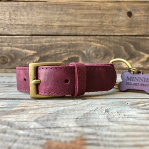 Burgundy Dog Collar, Personalized Dog Collar, Leather Dog Collar, Custom Dog Collar, Boy Dog Collar, Girl Dog Collar, Durable Pet Collar