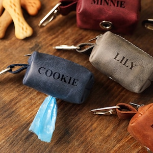 Personalized Dog Poop Bag Holder, Dog Waste Bag Dispenser, Leather Dog Poo Bag Pouch, Dog Poop Bag Holder, Pet Waste Bag Holder