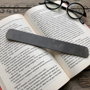 Personalized Bookmark, Gray Bookmark, Leather Bookmark, Reader Gift, Custom Leather Bookmark, Cute Bookmark, 3rd Anniversary Gift