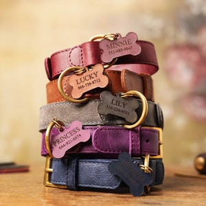 Personalized Dog Collar, Custom Puppy Collar, Leather Dog Collar, Small Dog Collar, Medium Dog Collar, Large Dog Collar