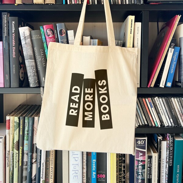 Read More Books Tote Bag / Cool Tote Bag / Long Handles / gift for book Reader / Nerd Gift / Original Design Tote / Strong Canvas Tote