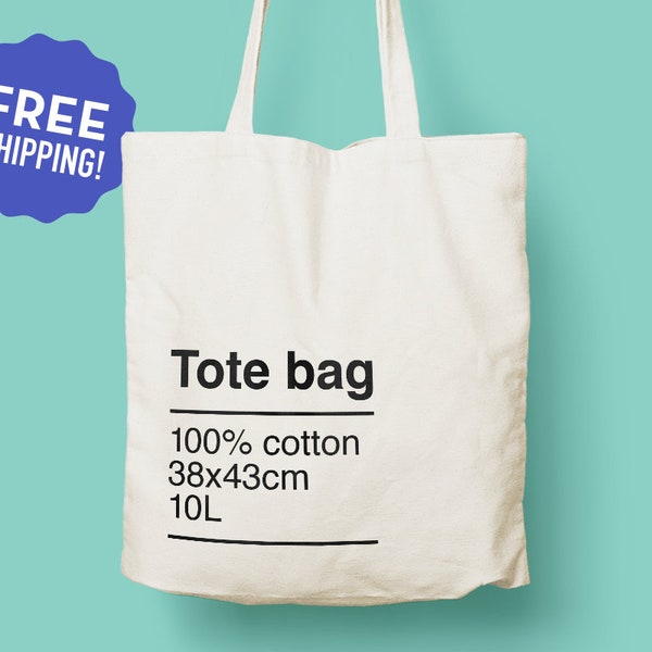 Eco Design Tote Bag / Basic Tote Bag / Long Handles / Eco Gift Idea / Original Design Cotton Tote / Heavy duty Canvas Bag / eco friendly