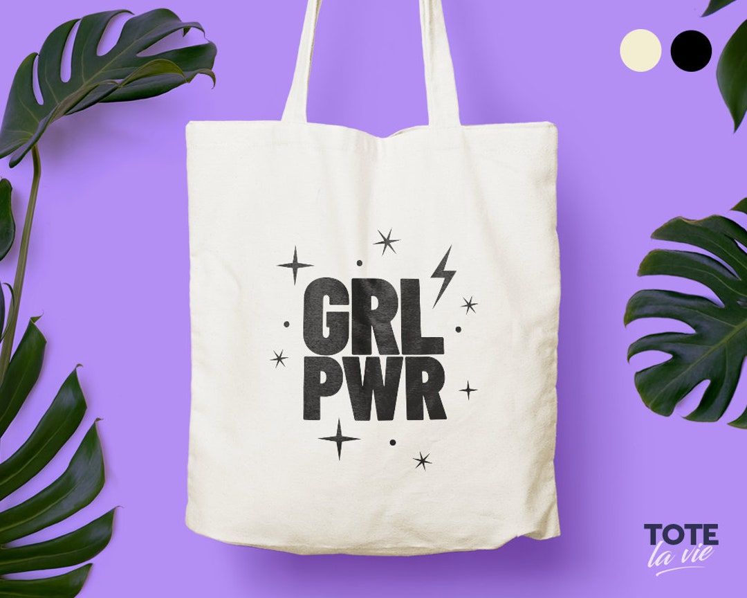 Girl Power Tote Bag / Grl Pwr / Long Handles / Feminist / - Etsy