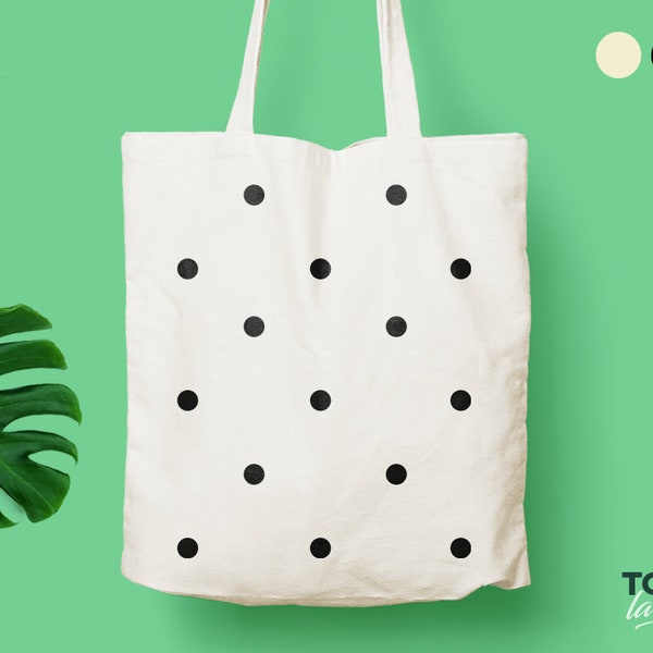 Polka Dots Tote bag / Cotton tote bag / Canvas Tote Bag / Dots / Graphic Pattern / Fashion accessories / Vegan / eco friendly