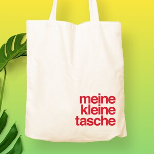 Meine Kleine Tasche Tote Bag / Cool Tote Bag / Heavy Duty Canvas Tote Bag / aesthetic / Typography / Original Design Tote / Eco friendly RED on Beige
