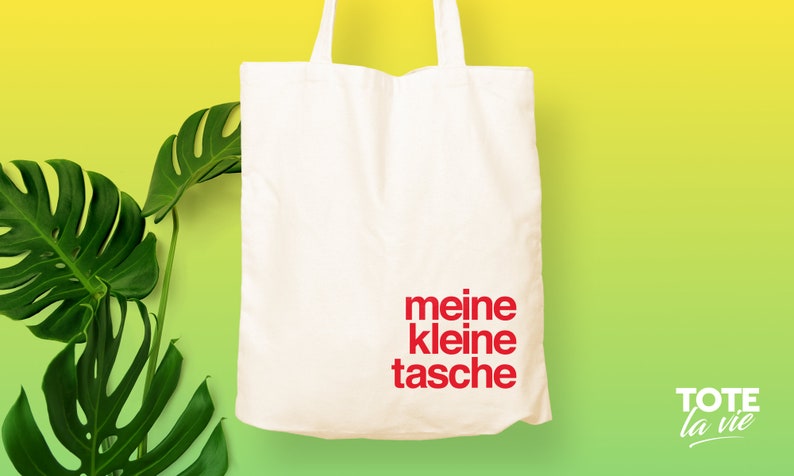 Meine Kleine Tasche Tote Bag / Cool Tote Bag / Heavy Duty Canvas Tote Bag / aesthetic / Typography / Original Design Tote / Eco friendly RED on Beige