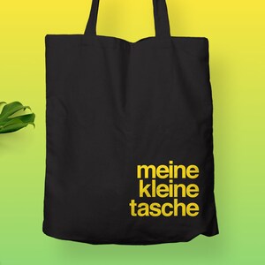 Meine Kleine Tasche Tote Bag / Cool Tote Bag / Heavy Duty Canvas Tote Bag / aesthetic / Typography / Original Design Tote / Eco friendly YELLOW on Black