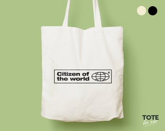 Citizen of The World Tote bag / Typographic Tote Bag / Canvas Tote Bag / fashion accessories / Statement Tote / Original Design Cotton Tote