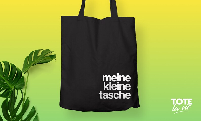 Meine Kleine Tasche Tote Bag / Cool Tote Bag / Heavy Duty Canvas Tote Bag / aesthetic / Typography / Original Design Tote / Eco friendly WHITE on Black