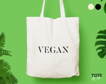 Vegan Tote Bag / Simple Vegan Tote / Canvas Tote Bag / Long Handles / Vegan gift / gift for Vegan / Vegetarian / Original Design Cotton Tote