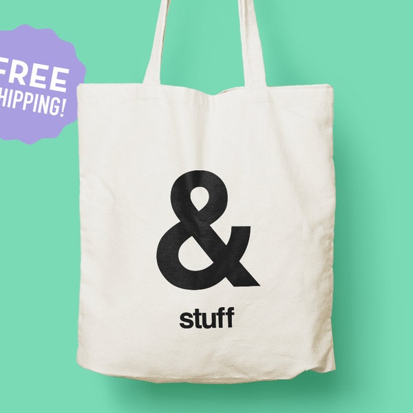 Ampersand Tote Bag /  Cool Tote Bag / Canvas Tote Bag / Grocery bag / Kawaii / Typography / Original Design Bag / Eco friendly / Sustainable