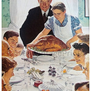 Printable Thanksgiving Dinner Print *Freedom from Want* by Norman Rockwell PRINTABLE WALL ART Digital Download, Printable Art
