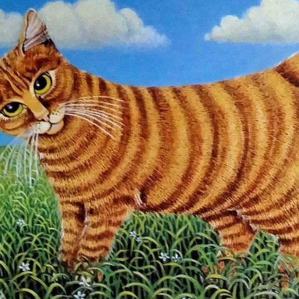 Cat Wall Art - Cute Cat Print Perfect for Framing, The Ginger Cat by Gertrude Halsband