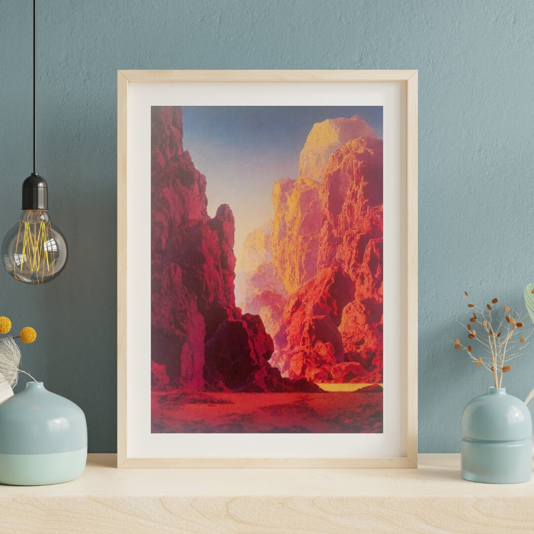 Printable Arizona by Maxfield Parrish - Red and Orange Sunset