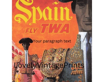 Printable Spain Vintage Travel Poster - PRINTABLE WALL ART - Digital Download