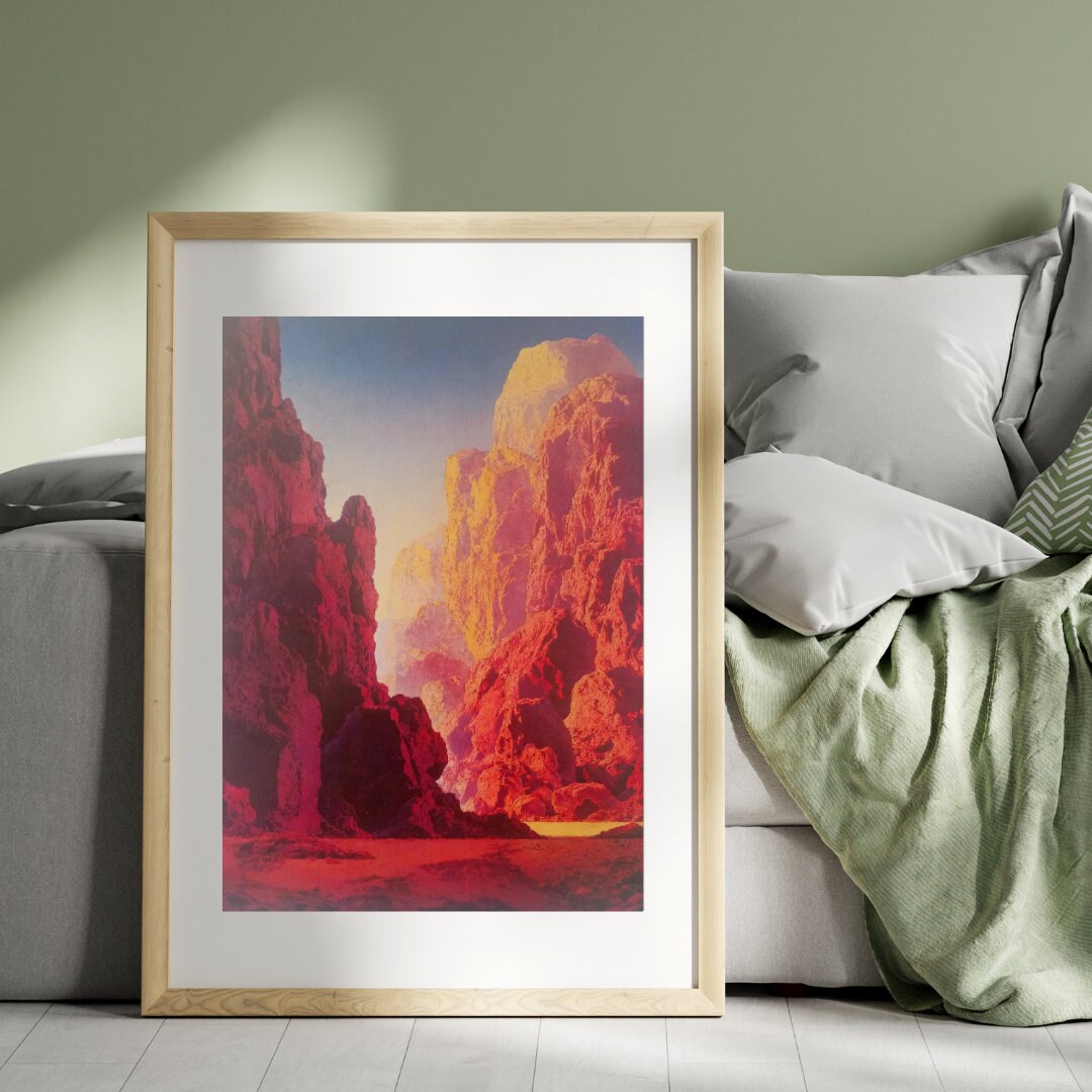Printable Arizona by Maxfield Parrish - Red and Orange Sunset