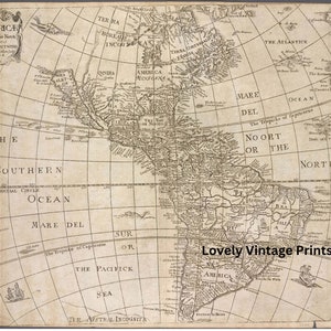 Mapa vintage das Américas de 1666 gravado por Trevethen, William DOWNLOAD DIGITAL América do Norte e do Sul