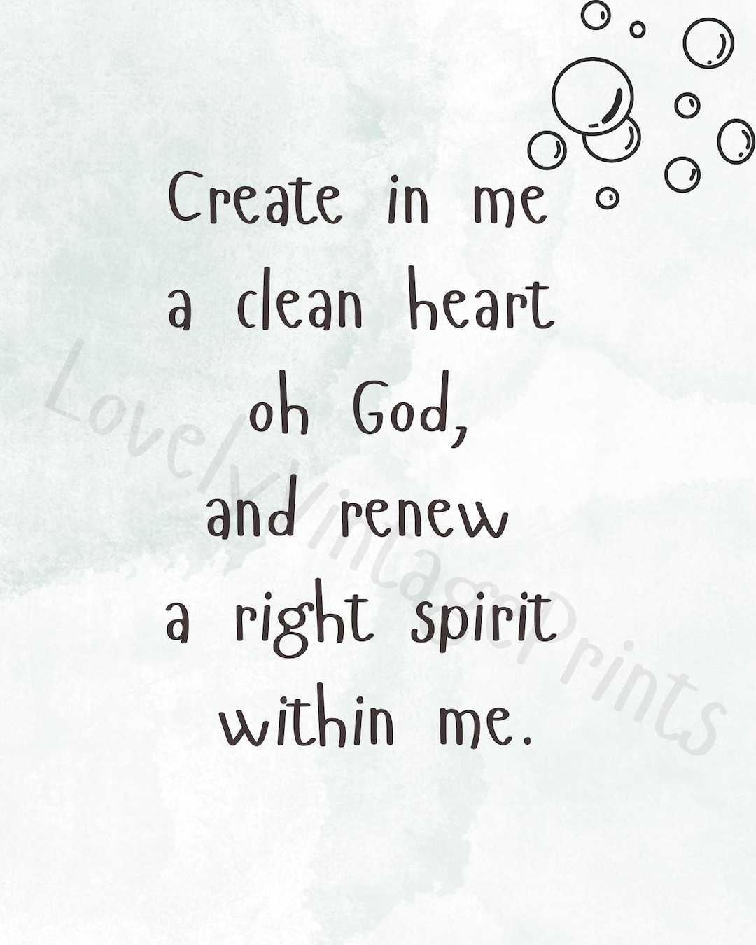 Create in Me a Clean Heart - Scripture Art - Printable - Digital ...