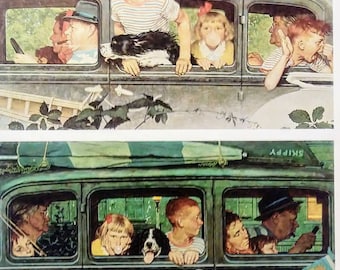 GRANDE NORMAN Rockwell Print FAMILY OUTING (L2) Americana, Famille américaine