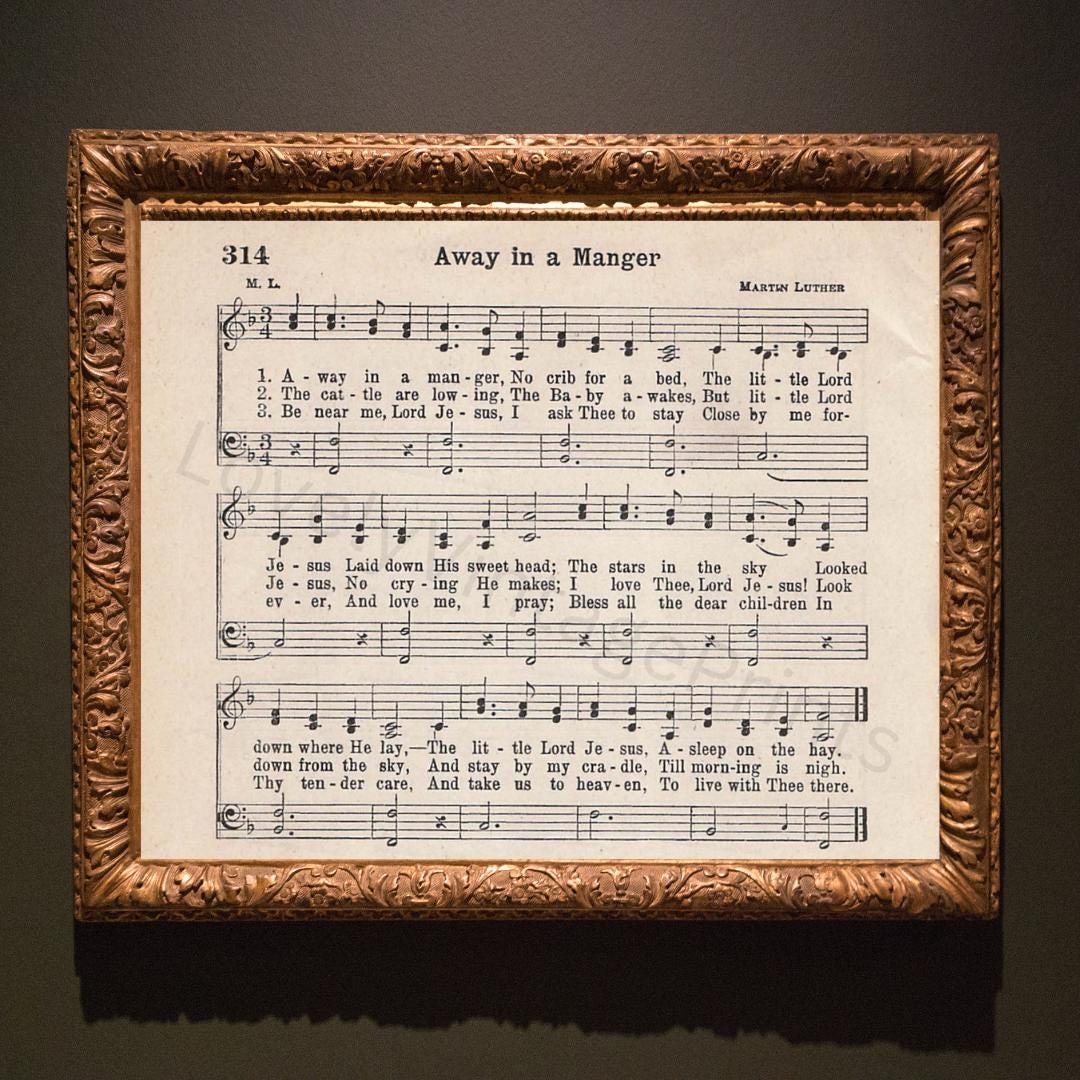 AWAY IN A MANGER Printable Vintage Hymnal Page - Digital Download ...