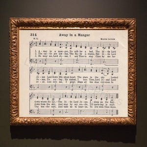 AWAY IN A MANGER Printable Vintage  Hymnal Page - Digital Download | Christmas Decor| Christmas Hymn | Christmas Art