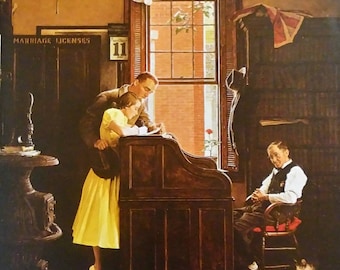 Impression d'art Norman Rockwell « Licence de mariage » - Impression de la diversité, Impression d'immigrants, Americana (NR5)