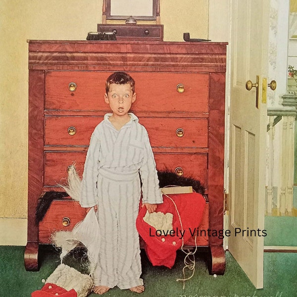 Boy Finds Santa Costume *Discovering SANTA/Bottom Drawer* by Norman Rockwell | PRINTABLE ART | Christmas Art - Digital Download