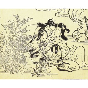 The Lovers by Hishikawa Moronobu c. 1683 - PRINTABLE ART, Digital Download - Persian Art - Romantic Japanese Art, Valentine&#39;s Day Art