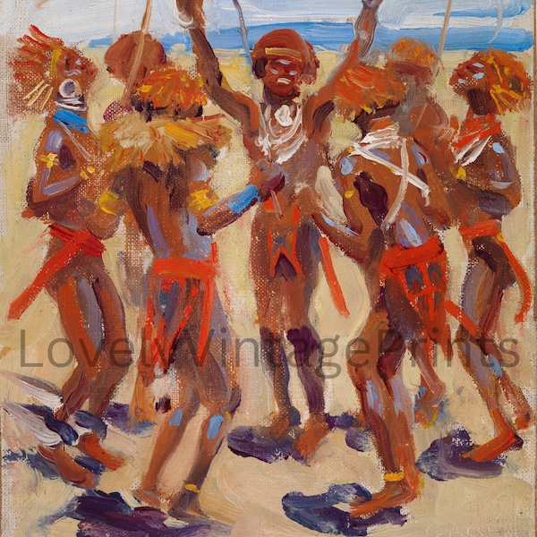 Dancing Kikuyu Warriors, by Gallen-Kallela- African Art, Tropical Wall Art- PRINTABLE WALL ART - Digital Download - Colorful African Art