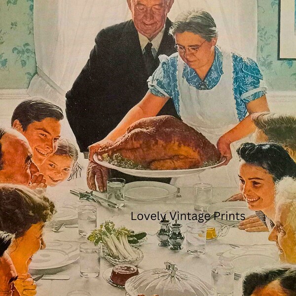 Thanksgiving Dinner Print *Freedom from Want* by Norman Rockwell PRINTABLE WALL ART Digital Download, Printable Art