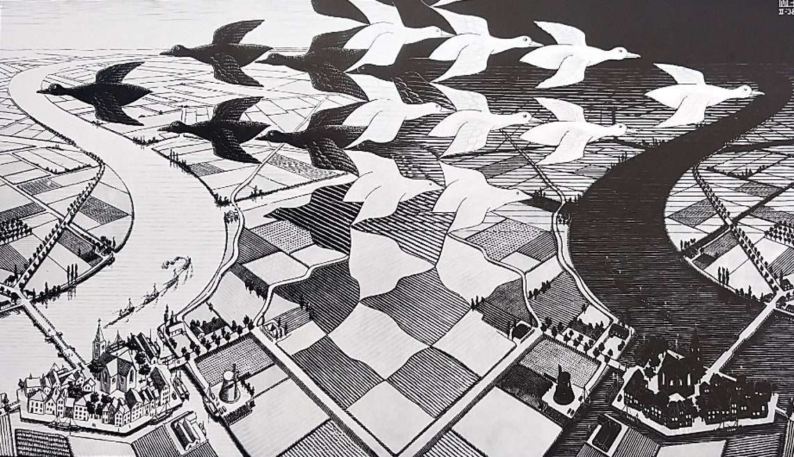 LARGE M.C. Escher Print Day and