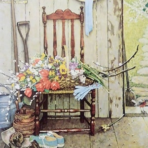 LARGE Norman Rockwell Print-SPRING FLOWERS - 11.75" x 15" Americana, American Family