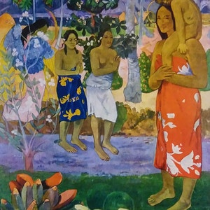 PAUL GAUGUIN Tahiti Print, - "We Greet Thee, Mary" Offset Lithograph, 1955
