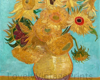 デジタル、ヴィンセント・ヴァン・ゴッホ、ひまわり、即時ダウンロード