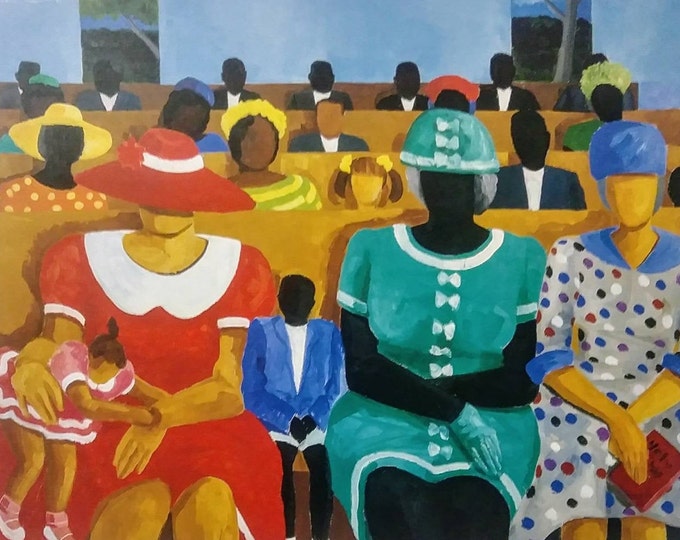 African American Art Print SUNDAY MORNING by J. Green, Gullah Wall Art