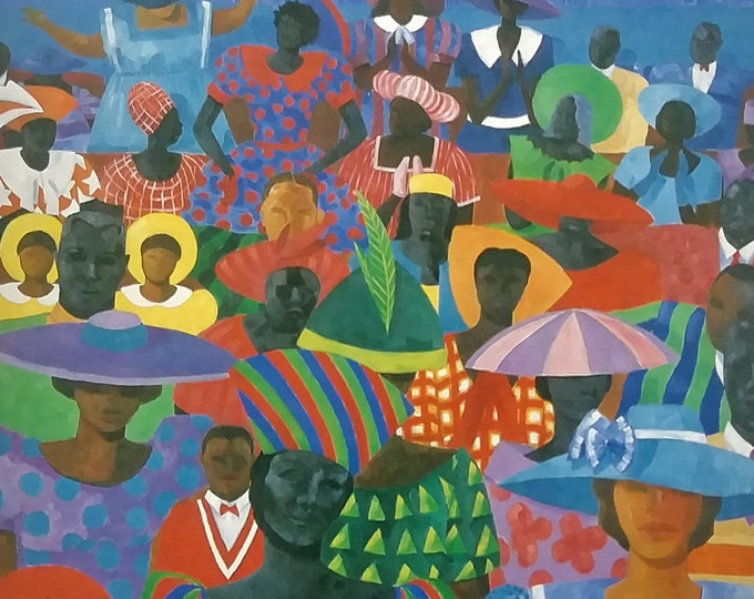 African American Art Print THE CONGREGATION by J. Green, Black Church