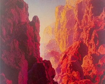 Printable Arizona by Maxfield Parrish - Red and Orange Sunset