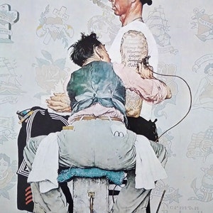 Large Norman Rockwell Print "The Tattoo Artist" - 15" x 11.75"  Americana, Perfect for Framing