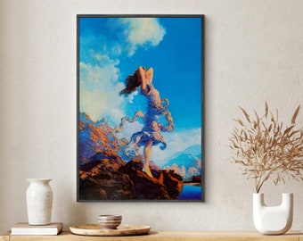 Blue Sky 写真作品 アート インテリア Printable Girl Against a Blue Sky With Clouds - ECSTASY by